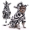 Costume da zebra per animali in flanella con cappuccio a orecchie e coda decorativa - XS / Zebra Bianca e Nera