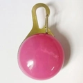 Pink LED pet safety pendant with golden metal carabiner for nighttime dog walking safety - Battery Operated Cardboard Packaging / Pink