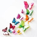 Set of 12 colorful 3D butterfly wall stickers in various sizes for home and party decor - Magnetic + Adhesive / Multi-color Double Layer 24PCS