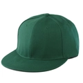 Vista dettagliata di un cappello snapback verde scuro a sei pannelli con visiera piatta e occhielli - Regolabile / Verde Scuro