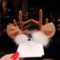 A9# White Fur Ball-coffee Antlers Pairs