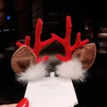 A10# White Fur Ball-red Antlers Pairs