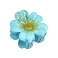 Blue plumeria flower hair claw clip with yellow center and translucent resin finish - Colorful Sunflower Claw [Blue]