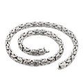 Polished silver stainless steel Byzantine chain necklace with a square clasp closure - 66CM / Silver