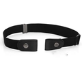 Slim black buckle-free elastic invisible belt with high-quality leather loops - Black