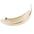 Elegante fermaglio per capelli in metallo dorato a forma di piuma con trama a foglia - Oro