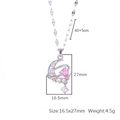 Detaillierte Maßtabelle für den Mond und rosa Herz Anhänger Halskette Schmuck - Lippenkette Hummerverschluss / Silber