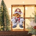 Orsetto di peluche natalizio con scritta Navidad, cappello a quadri e sciarpa su legno - Stile orso / 17.5*11cm
