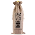 Weinflaschenbeutel aus Jute mit Kordelzug und einem festlichen Weihnachtsmann-Motiv - 4 Schornstein-weihnachtsmann