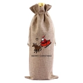 Rustikaler Weinbeutel aus Sackleinen mit Weihnachtsmann und Merry Christmas Print - |8 Elchschlitten Für Senioren