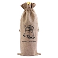 Weihnachts-Weinflaschenbeutel aus Jute mit Glockenmuster und praktischem Kordelzug - |9 Glocke