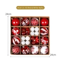Set of 42 red and white Christmas tree balls with glossy and snowflake patterns in a box - 42 Pieces/Pack / Red White