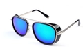 Gafas steampunk con lentes polarizadas azules y montura negra con protecciones laterales - Marco Negro Lente de Espejo Verde