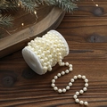 5M roll of 8mm cream white artificial pearl bead chain for Christmas tree decoration - 0.8CM Cream Round Beads / 5 Meters