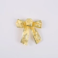 Fiocco di Natale giallo con motivi floreali dorati e bordi lucidi per decoro dell'albero - Seta Oro con Glitter / 15x15cm