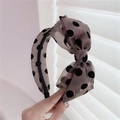 Diadema elegante de tul gris con lunares y un lazo grande para mujer con estilo - Café con Lunares