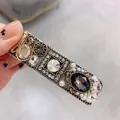 Pasador de pelo vintage dorado con cristales y perlas de diseño de moda coreana - Color Claro
