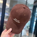 Thickened Brushed Hello Baseball Cap - Brown / Adjustable
