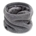 Unisex grijze gebreide nekwarmer met dikke fleecevoering voor de winter - Heren nekwarmer - Grijs (fleece gevoerd)