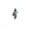 Detailed close-up of a silver mushroom-shaped metal pendant with a polished shiny finish - Silver