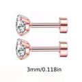 Orecchini Rotondi In Oro Rosa Con Zirconi / 3 Millimetri