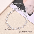 Bracelet En Forme De Cœur Dense En Relief (couleur Acier) | 1 Brin/paquet / Longueur : 170 + 50 Mm