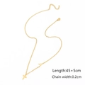 Gold titanium steel necklace with letter A and cross pendant, adjustable length 45+5cm - Gold|a