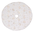 White plush Christmas tree skirt with golden star pattern for festive holiday decoration - Hot Stamping Star / 38cm