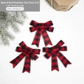 Set de 3 lazos de Navidad a cuadros rojos, adornos de 10x10cm para decoración festiva DIY - Cuadros Rojo Negro (Pack de 3)