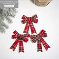 Set of 3 red and green plaid Christmas bows for tree ornaments, size 10x12cm each - Red Green Plaid (Pack of 3)