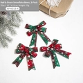 Set de 3 lazos navideños de cuadros rojos y verdes con copos de nieve para decoración - Copo de Nieve Rojo Verde (Pack de 3)