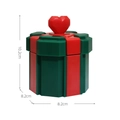 Scatola regalo poligonale di Babbo Natale rosso e verde con manico a cuore e altezza 10,2cm - Cuore Ottagonale Verde