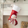 Red and white snowman Christmas stocking 28x45cm made of knitted fabric and plush - Large 3D Snowman Style (Red/White) / 28*45cm