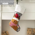 Gray felt Christmas stocking with reindeer pattern and white plush cuff, 45cm height - 3D Reindeer Style (Grey/White Medium) / 26*45cm