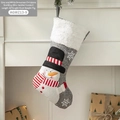 Grey Christmas stocking with snowman design and white plush trim, 26x45cm size - 3D Snowman Style (Grey/White Medium) / 26*45cm