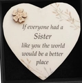 Wooden heart plaque for sisters with floral accents and sentimental engraved message - M (7.5*7.5) Dear Sister Quotes - Heart + Box