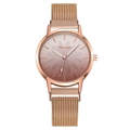 Elegant rose gold ladies quartz watch with gradient floral dial and magnetic mesh strap. - Coffee