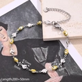 Bracelet Œil Ovale Jaune En Plusieurs Parties En Forme De Cœur (couleur Acier) | 1 Brin/paquet / Longueur : 200+50 Mm