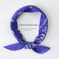 Blue paisley square scarf tied in a knot, stylish cotton neckerchief for women - Paisley Purple