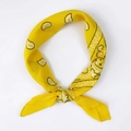Yellow paisley print square scarf tied in a loop, stylish neckerchief for women - Paisley Yellow
