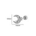 Silberner Stern und Mond Knorpelohrring mit Zirkonsteinen und Größenangaben - 2# Mond-Stern-Stil / Silber