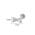 Silver bow-shaped stainless steel labret stud with zircon stones, 0.7cm width - Double Diamond Bow (3#) / Silver