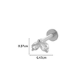 Silver stainless steel labret stud with marquise-cut gems and flat back base - Petal Design (5#) / Silver