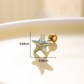 Starfish titanium steel stud earrings with teal enamel and small diamonds in gold finish - Gold Base Blue Starfish