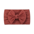 Reddish brown baby nylon headband with large soft bow, high elasticity hair accessory - Ochre