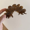 Elegant dark brown tortoiseshell acetate hair claw clip for French style updos - Classic Amber Tortoise Shell / Brown