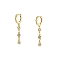 Macro detail of gold plated S925 silver chain drop earrings with sparkling cubic zirconia - 925 Silver / Gold
