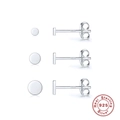 Dreiteiliges Set minimalistischer S925 Sterling Silber Ohrstecker in runder Ausführung - Minimalistisch Rund (3er-Set) / Weißgold