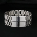 Pulsera de acero inoxidable plateado estilo reloj con placa de identificación lisa para grabar - Color Acero