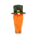 Green St. Patrick's Day gnome wine bottle cover with orange beard and tall hat - Beard Style